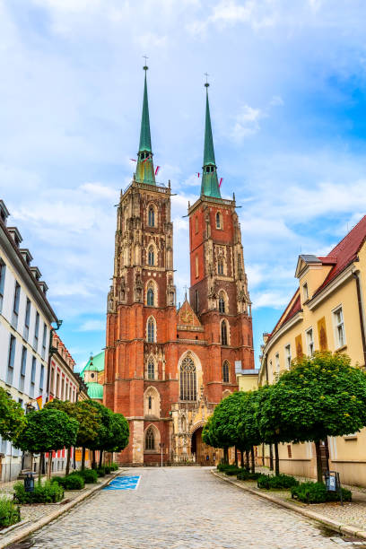 Wroclaw, Poland Ostrow Tumski cathedral stock photo