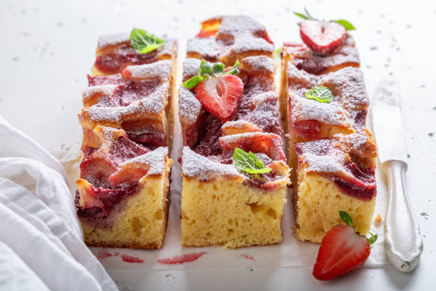 istock Rustic and fresh strawberry cake as dessert in summer. 1398663420