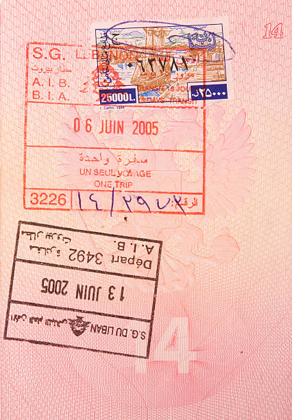 istock passport stamps - visa to lebanon 139866414