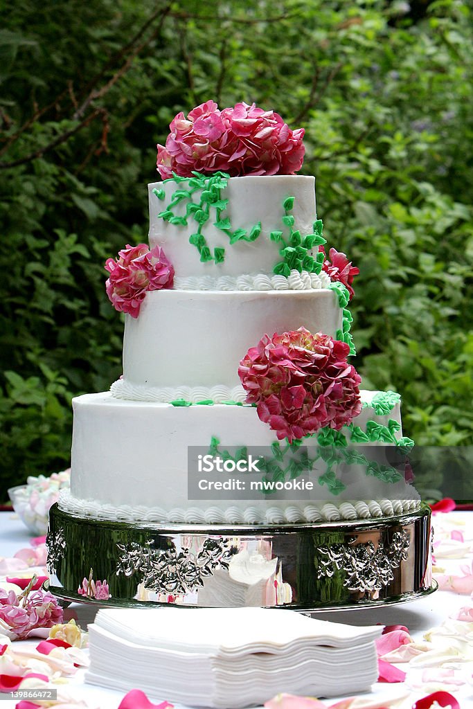 wedding cake a three tiered wedding cake Cake Stock Photo