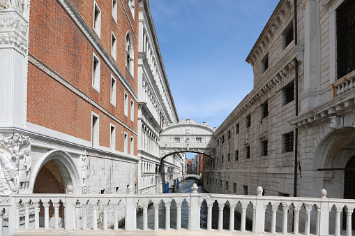 Very rare view of  bridge of sighs and Ducal Palace without people during lockdown