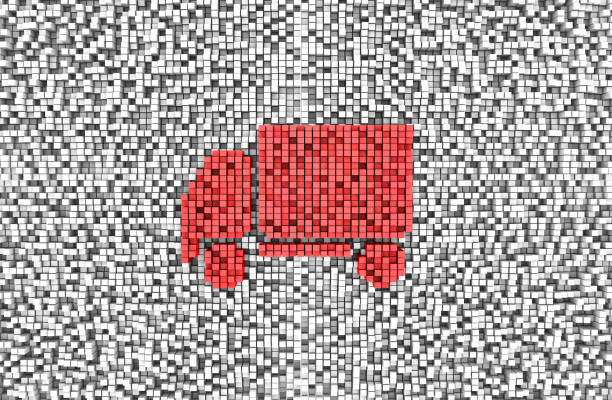 Truck Icon on cube shapes Truck Icon on cube shapes campaign button photos stock pictures, royalty-free photos & images
