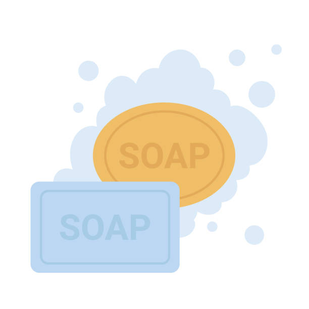 kostki mydła z bąbelkami - bar of soap stock illustrations