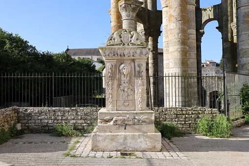 The Saint Sauveur fountain, village of Charroux, department of Vienne, France