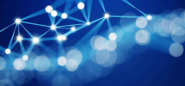 istock Abstract futuristic connecting dots and lines on dark blue background. Digital technology concept. Big data visualization. Digital dynamic wave of particles. 3D illustration. 1398672955