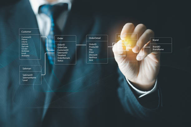 istock System analyst or businessman drawing relational database tables. Concept of database diagram design. 1398672963