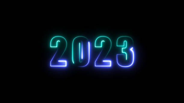 istock Colorful neon inscription 2023 on black background. 1398674217
