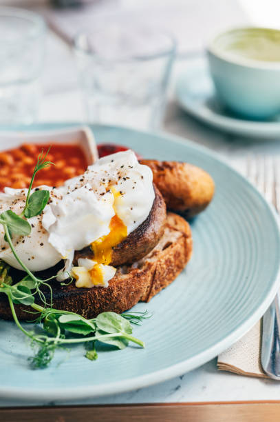 istock Healthy breakfast from poached eggs and veggies 1398675063
