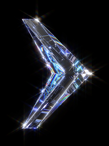 3d Crystal Arrow design element isolated on black