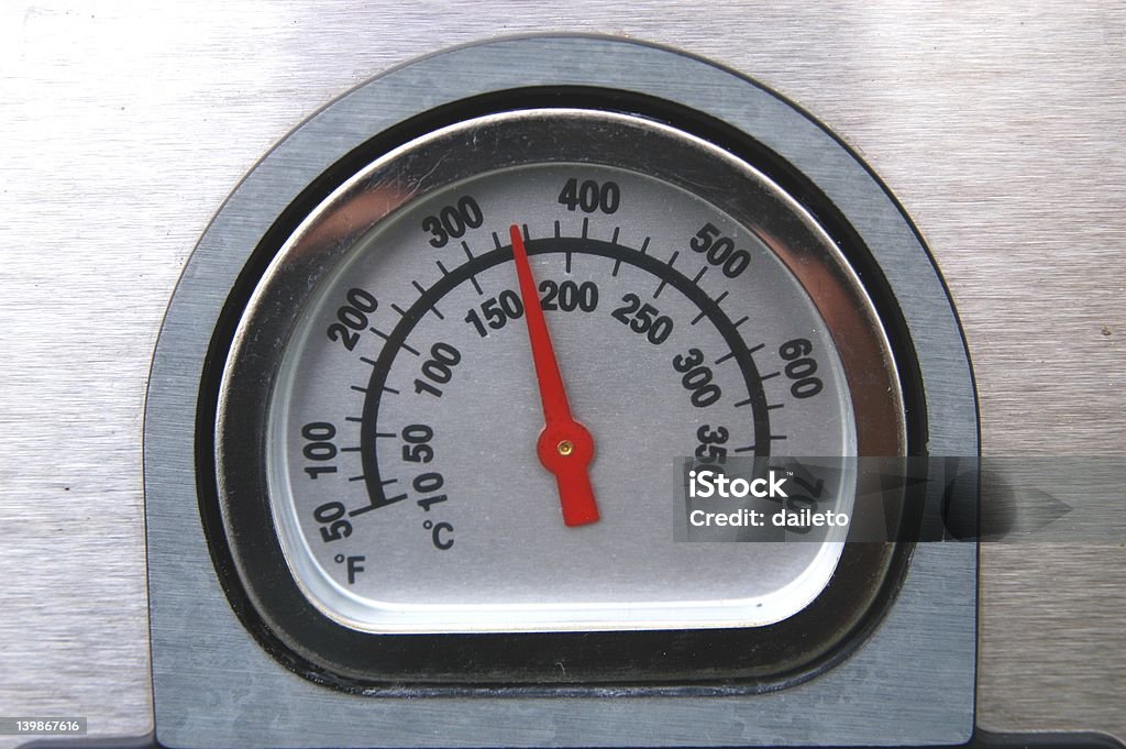 Red Nadel aus gebürstetem Stahl thermometer - Lizenzfrei Anzeigeinstrument Stock-Foto