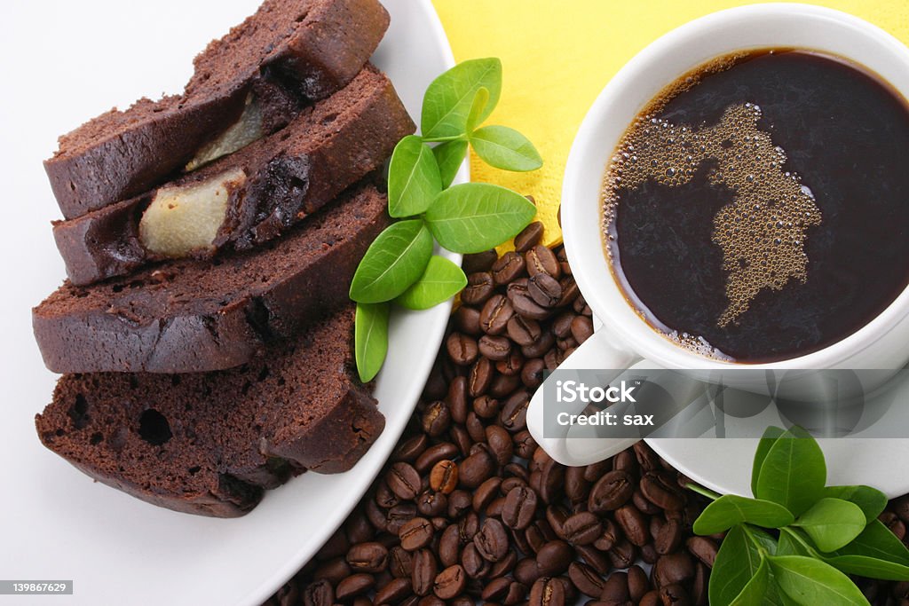 My morning coffee coffee cup and chocolate cheese cake Arabica Coffee - Drink Stock Photo