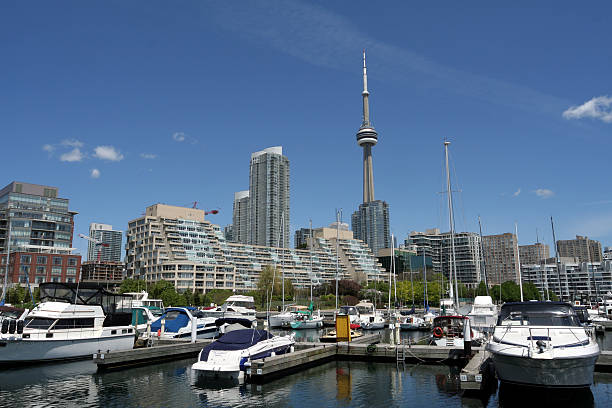 condomínios de toronto à beira-mar - toronto waterfront commercial dock canada - fotografias e filmes do acervo