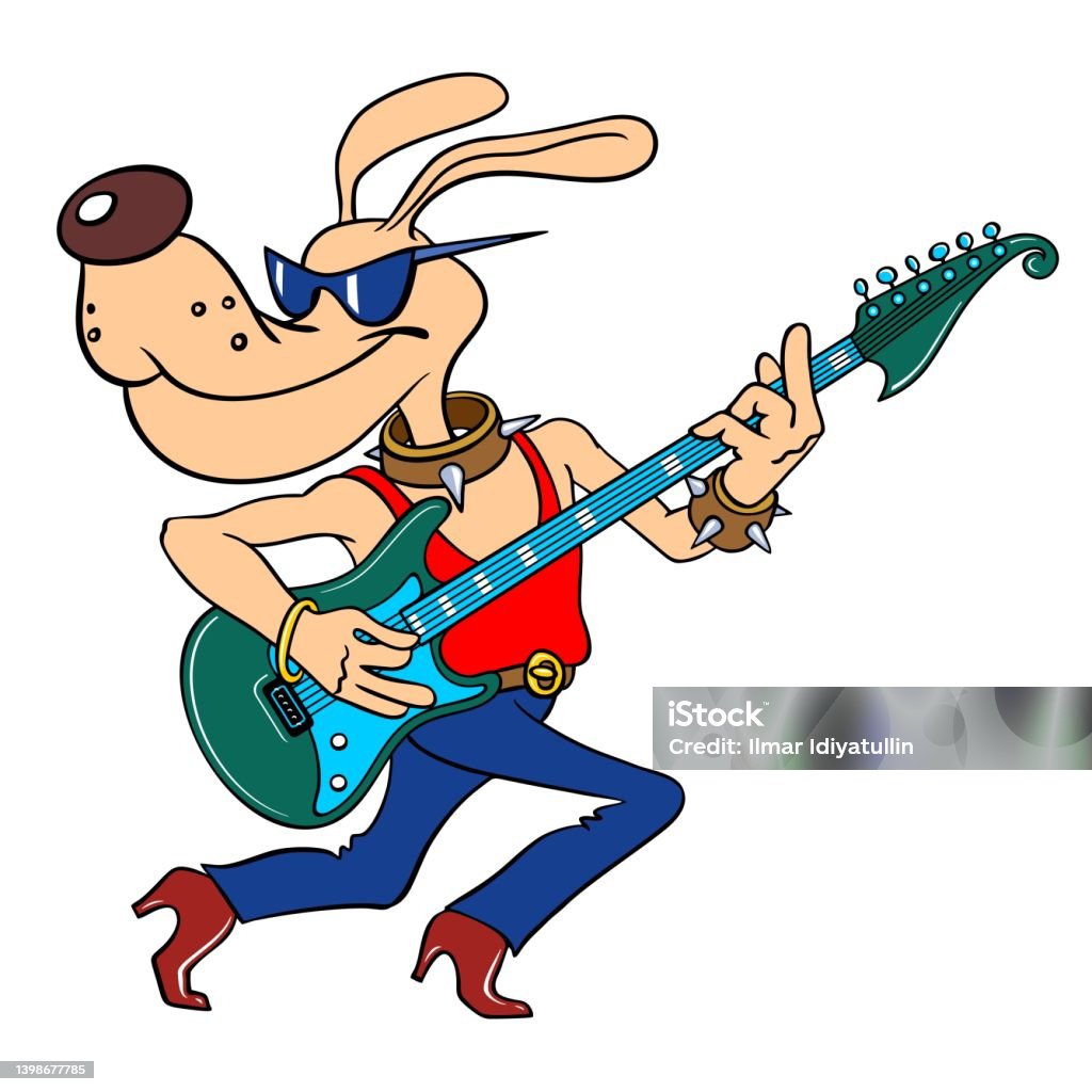 Chú Chó Hoạt Hình Chơi Nhạc Rock Trên Guitar Điện Chú Chó Hoạt ...
