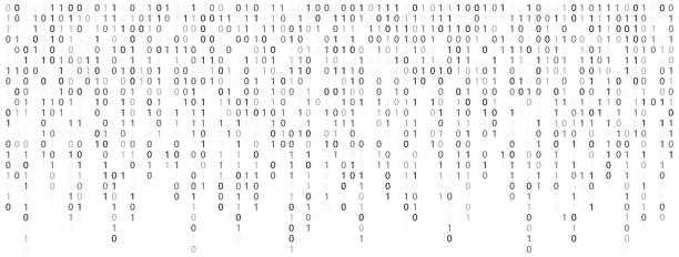 ilustrações de stock, clip art, desenhos animados e ícones de binary code long banner. byte data programmer. matrix script. digital stream pattern. computer cyber source. hacker program. security technology. zero number. java coding. vector illustration - linguagem informática