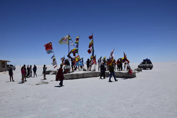 Uyuni, Bolivia - 10 february 2017: Monument remembering the rally Dakar taking place in Salar de Uyuni, Bolivia.
