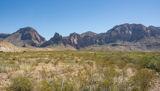 Mountain backdrop across the desert in Big Bend National Park