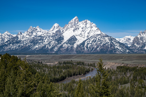 Snake River overlook in the Grand Teton National Park near Jackson, Moran  and Moose, Wyoming in western USA.