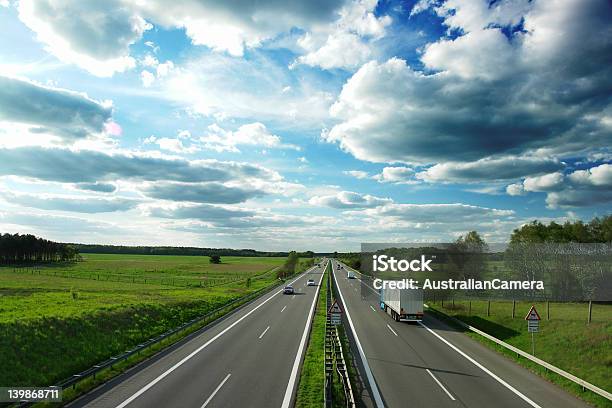 Landscape Overview Of German Autobahn Stock Photo - Download Image Now - Light Goods Vehicle, Landscape - Scenery, Asphalt