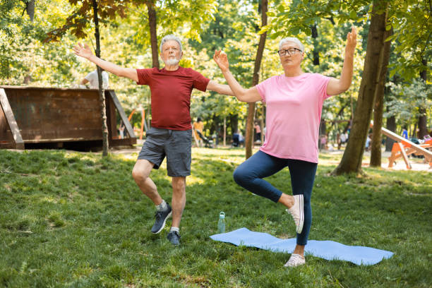istock Mature couple exercise outdoors 1398688866