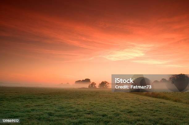 Nebligen Sonnenaufgang Stockfoto und mehr Bilder von Anhöhe - Anhöhe, Baum, Fotografie