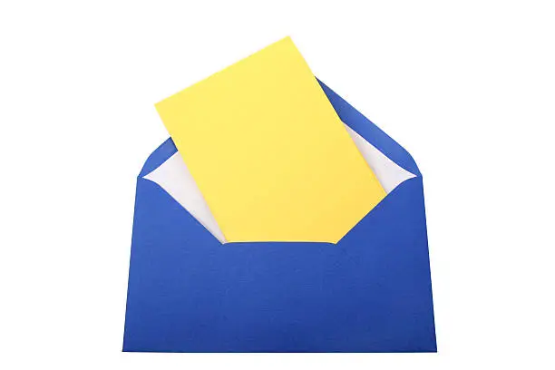 Digital photo of a blue envelope.