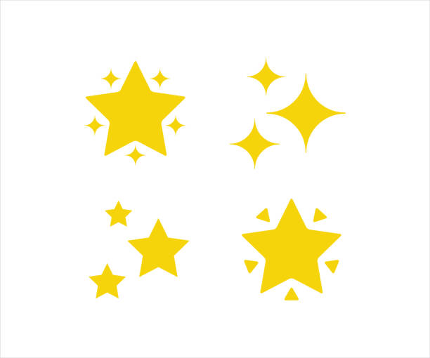 ilustrações, clipart, desenhos animados e ícones de o ícone das estrelas cadentes, estrelas cadentes com símbolo de cauda para aplicativos web e sites - estrela