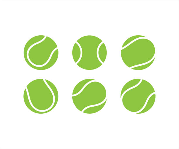 stockillustraties, clipart, cartoons en iconen met tennis ball icons set. green volume tennis balls symbol, vector illustration. - tennisbal