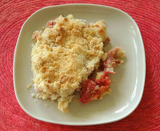 Rhubarb crumble stock photo