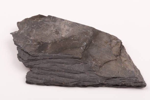 istock grey layered slate metamorphic rock sample from Wales, UK 1398699290