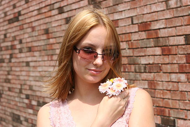 Blonde baby girl in studio
