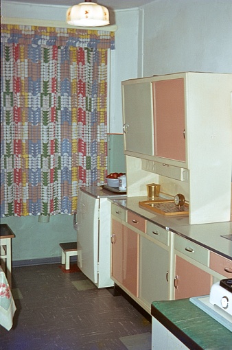 Germany, 1967. Kitchenette from the 1960s.