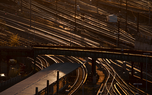 Railroad tracks at a junction in New York City.