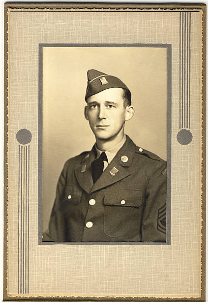 WWII Soldier This image is a photo of my cousin and was part of my Grandmother's photo collection. world war ii photos stock pictures, royalty-free photos & images