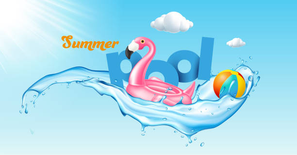 istock Vector realistic 3d pink flamingo, pool, beach ball, tropical bird shape inflatable Summer vacation, travel, beach sea Illustration 1398704465