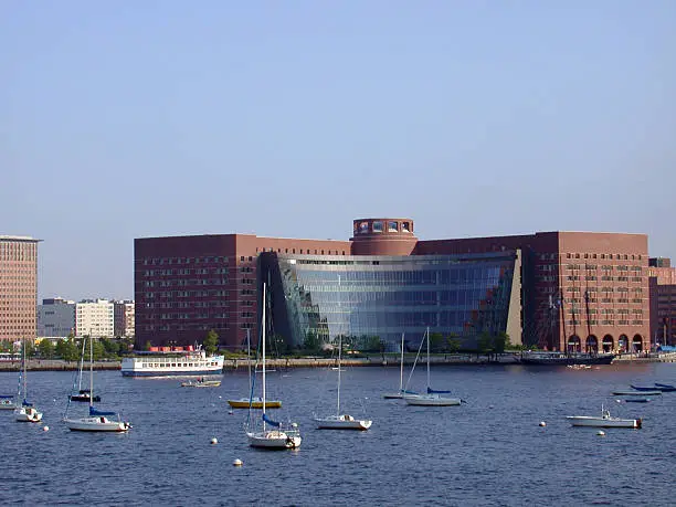 John Joseph Moakley United States Courthouse, as seen from Boston Harbor.