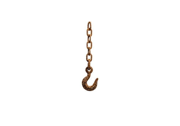 Rust Industrial hook Rusty Industrial hook against pure white background rusted chain stock pictures, royalty-free photos & images