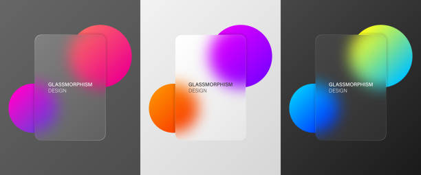 ilustraciones, imágenes clip art, dibujos animados e iconos de stock de banners de estilo glassmorphism en blanco. efecto realista de morfismo de vidrio con placas de vidrio. ilustración vectorial abstracta eps 10 - geometric shape transparent backgrounds glass