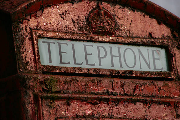Old English caixa de Telefone - fotografia de stock