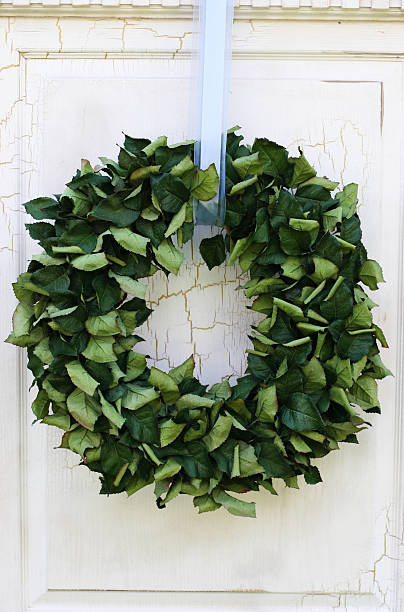 istock Green wreath on door 139871047