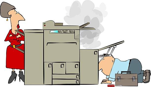 Copy Machine Repair Stock Illustration - Download Image Now - Cartoon,  Machinery, Photocopier - iStock