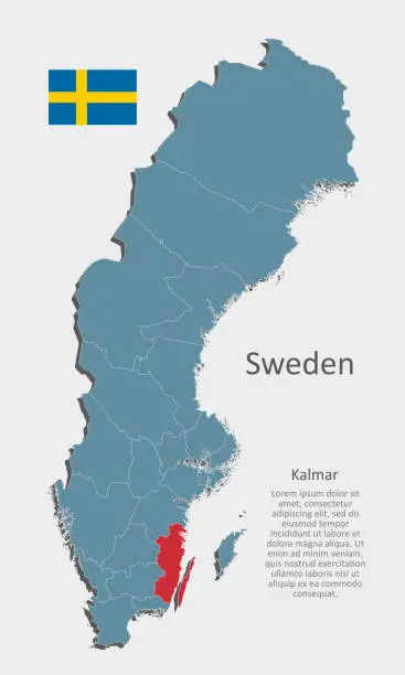 Vector illustration of Vector map country Sweden and region Kalmar