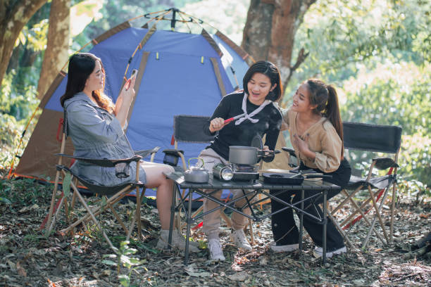 istock three bestie go camping in the forest 1398721540