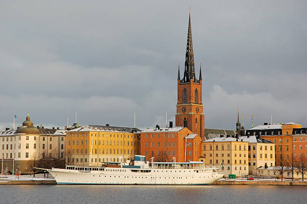 Boat in Stockholm Harbour stock photo