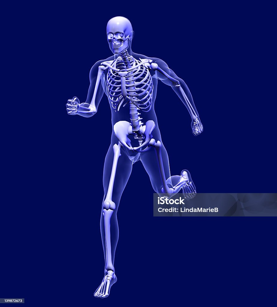 X-ray Man Running 2 - with clipping path 3D render simulating an Xray image of a man running. Running Stock Photo