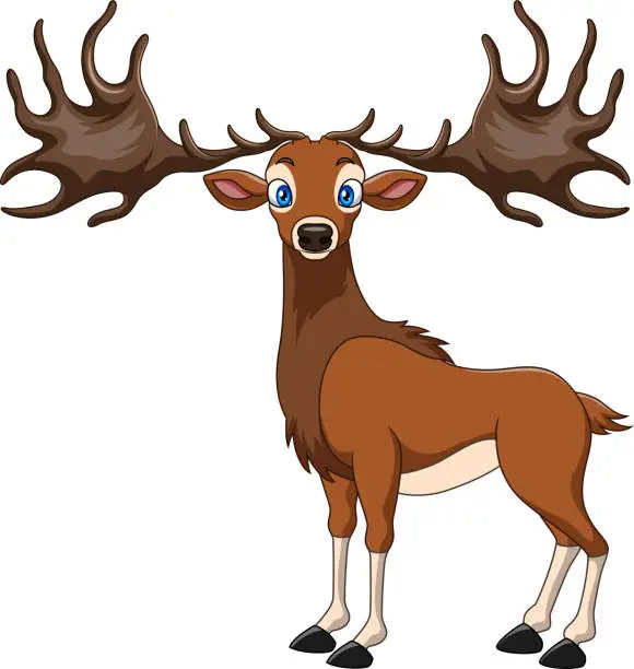 Vector illustration of Cartoon Irish elk on white background