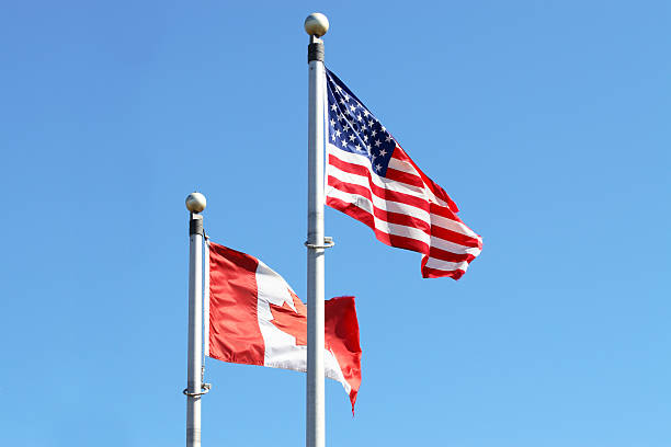 American and Canadian flags