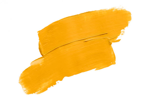 Yellow brush isolated on white background. Yellow watercolor.
