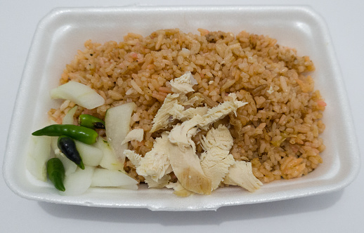 Plate of chicken teriyaki with white rice