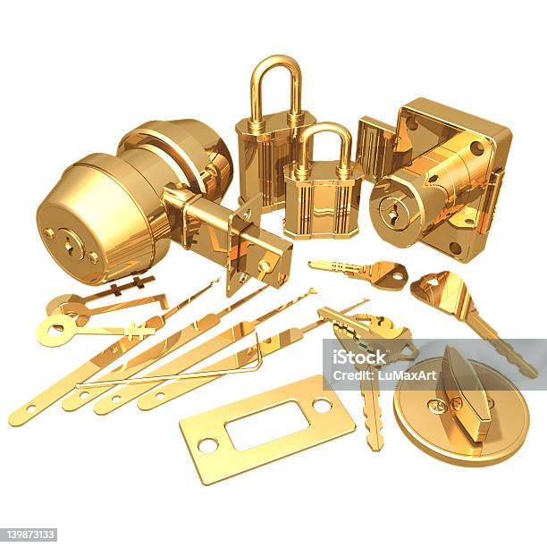 Gilded Locksmith Stock Photo - Download Image Now - No People, Photography, Square - Composition