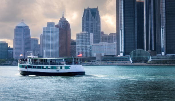 The Detroit skyline at dusk